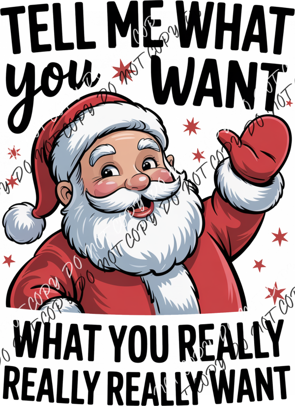 Tell Me What You Want Santa DTF Transfer RTP DTF Transfers