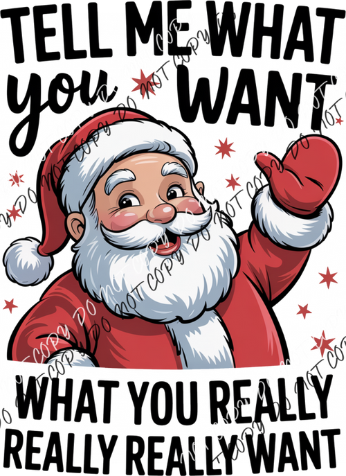 Tell Me What You Want Santa DTF Transfer RTP DTF Transfers