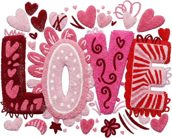 Textured Love Valentine DTF Transfer RTP DTF Transfers