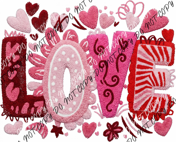 Textured Love Valentine DTF Transfer RTP DTF Transfers