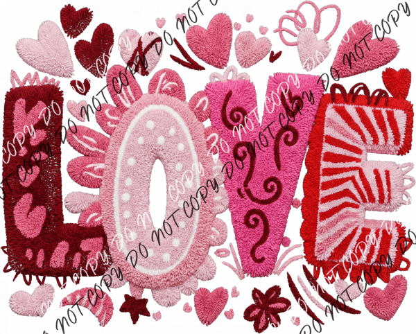 Textured Love Valentine DTF Transfer RTP DTF Transfers