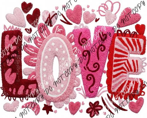 Textured Love Valentine DTF Transfer RTP DTF Transfers