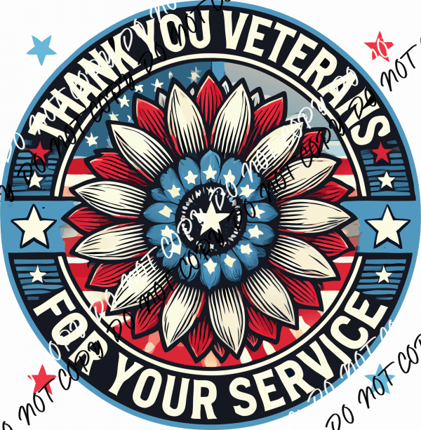 Thank You Veterans For Your Service DTF Transfer - We Print U Press DTF Transfers