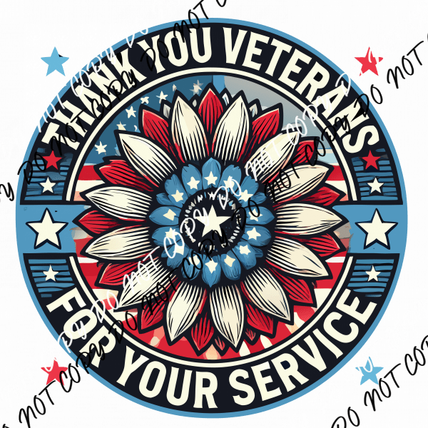 Thank You Veterans For Your Service DTF Transfer - We Print U Press DTF Transfers