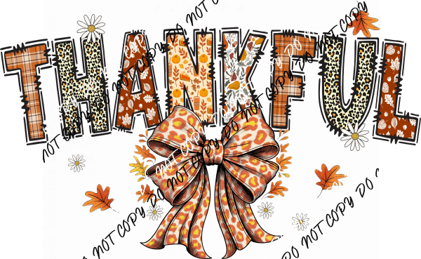 Thankful Fall Bow DTF Transfer - We Print U Press DTF Transfers