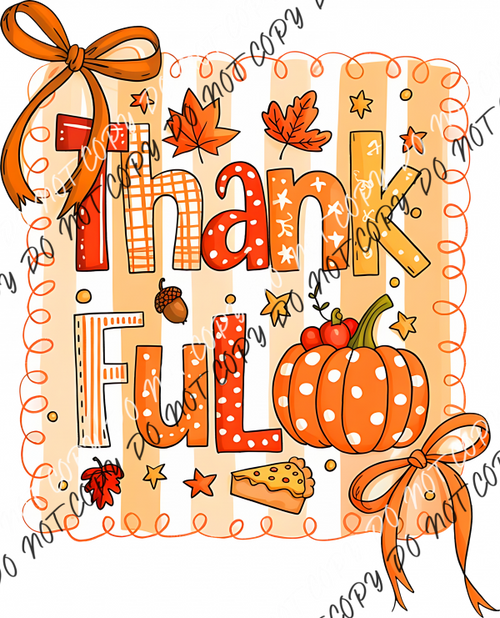 Thankful Fall Pumpkin Doodle Frame DTF Transfer RTP DTF Transfers