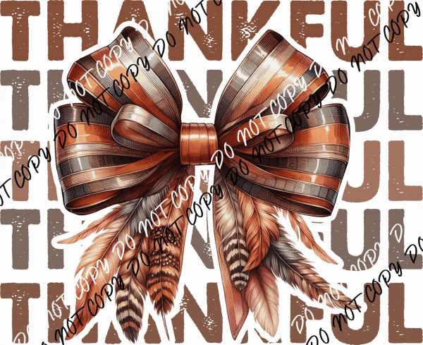 Thankful Feather Bow Stack DTF Transfer - We Print U Press DTF Transfers