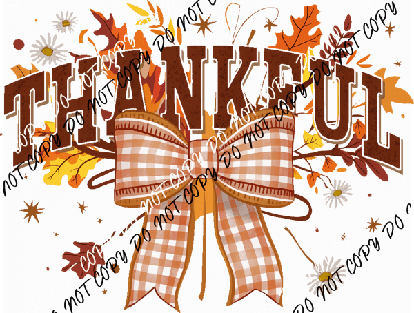 Thankful Gingham Bow DTF Transfer - We Print U Press DTF Transfers