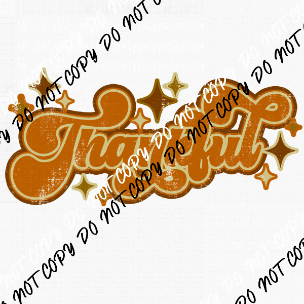 Thankful Retro text DTF Transfer - We Print U Press DTF Transfers