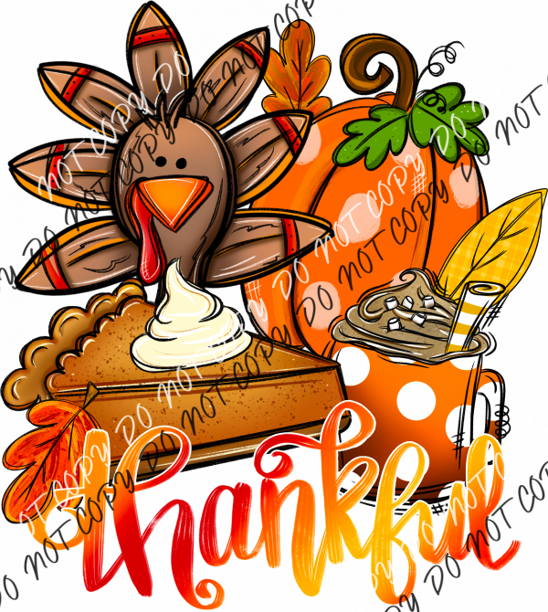 Thankful Turkey With Pie Dtf Transfer Rtp Transfers