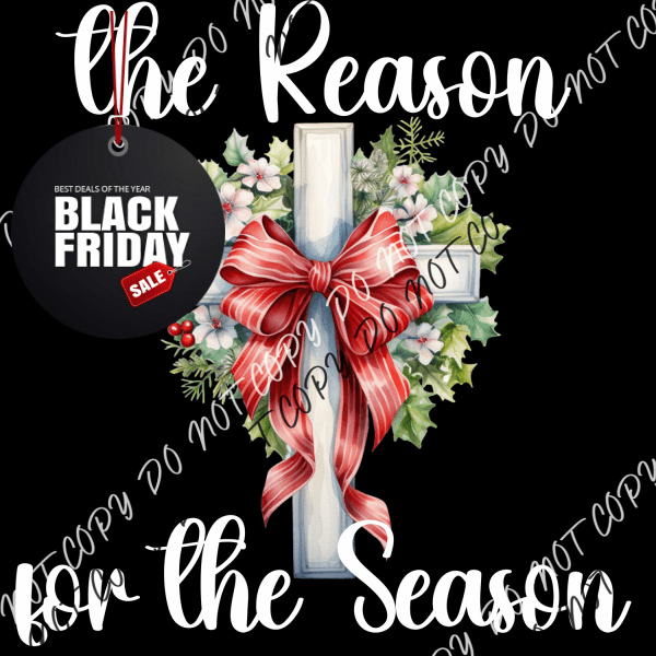 The Reason For The Season Cross White Print Or Black Dtf Transfer Pocket Size 3 / Transfers