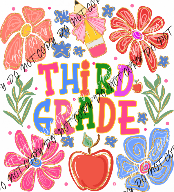 Third Grade Colorful Doodles DTF Transfer - We Print U Press DTF Transfers