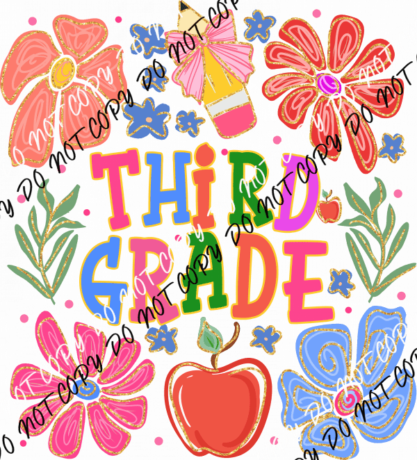 Third Grade Colorful Doodles DTF Transfer - We Print U Press DTF Transfers