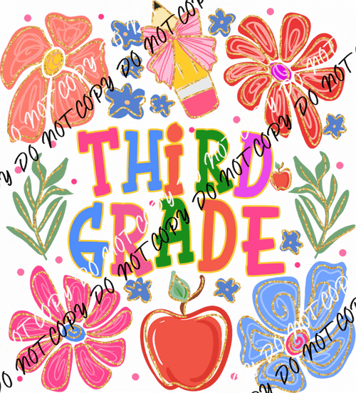 Third Grade Colorful Doodles DTF Transfer - We Print U Press DTF Transfers