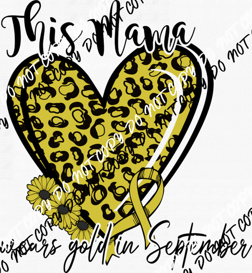 This Mama Wears Gold in September Leopard Heart DTF Transfer - We Print U Press DTF Transfers