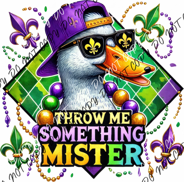Throw Me Something Mister Mardi Gras DTF Transfer RTP DTF Transfers
