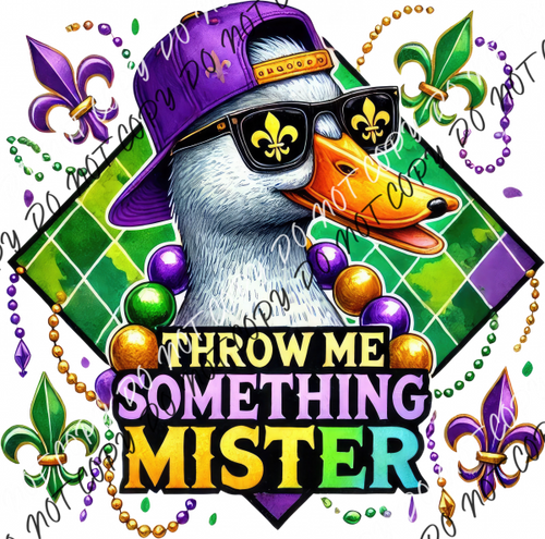Throw Me Something Mister Mardi Gras DTF Transfer RTP DTF Transfers