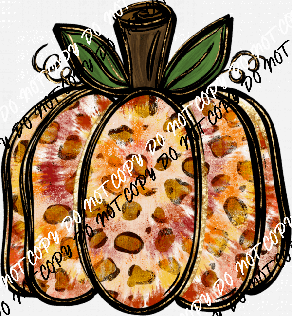 Tie Dye Leopard Pumpkin DTF Transfer - We Print U Press DTF Transfers