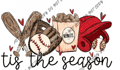 Tis The Season Baseball Bat Peanuts Helmut Dtf Transfer