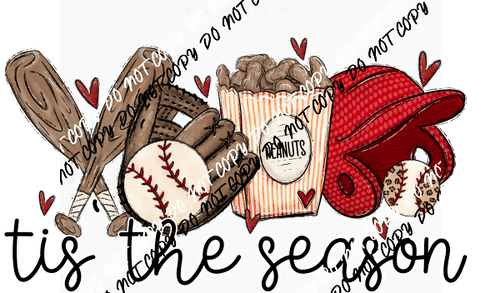 Tis the Season Baseball Bat Peanuts Helmut DTF Transfer - We Print U Press DTF Transfers