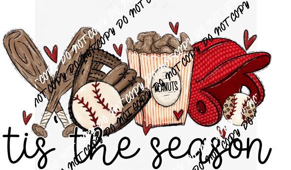 Tis the Season Baseball Bat Peanuts Helmut DTF Transfer - We Print U Press DTF Transfers