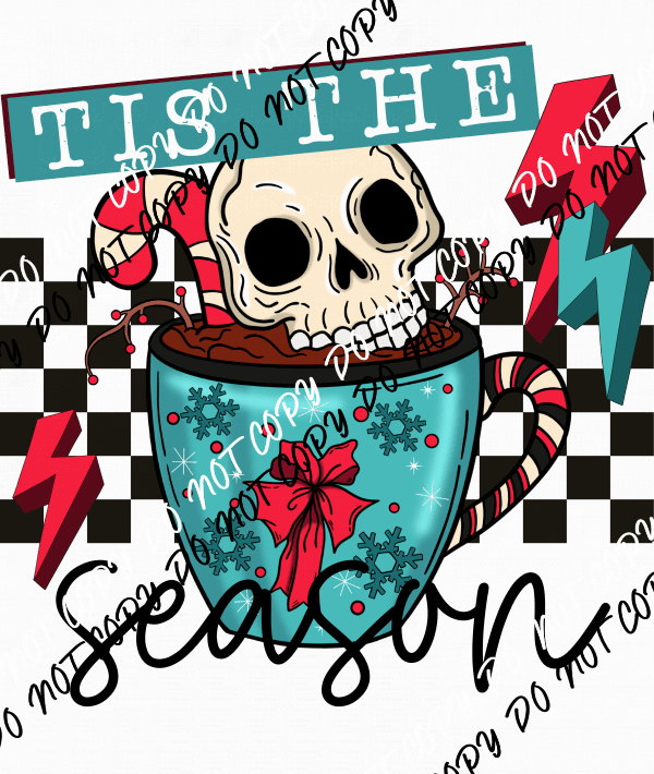 Tis the Season Christmas Cup with Skull DTF Transfer - We Print U Press DTF Transfers