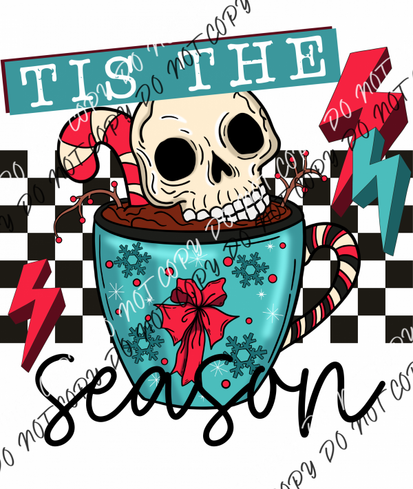 Tis The Season Christmas Cup With Skull Dtf Transfer Transfers