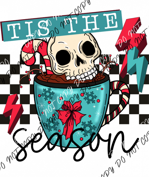 Tis The Season Christmas Cup With Skull Dtf Transfer Transfers