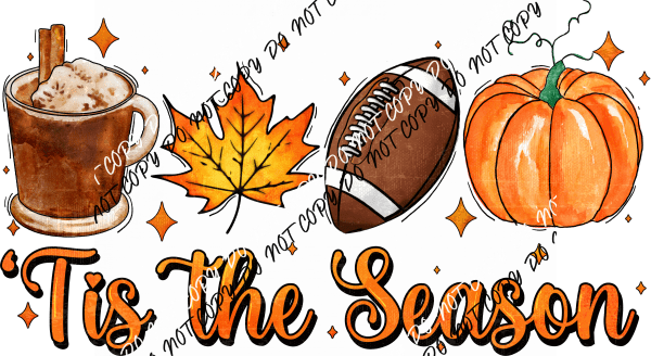 Tis the Season Fall Football Pumpkin DTF Transfer - We Print U Press DTF Transfers