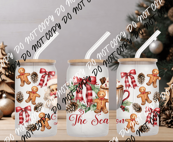 'Tis the Season Glass Can Cup Wrap UV Transfer - We Print U Press DTF Transfers