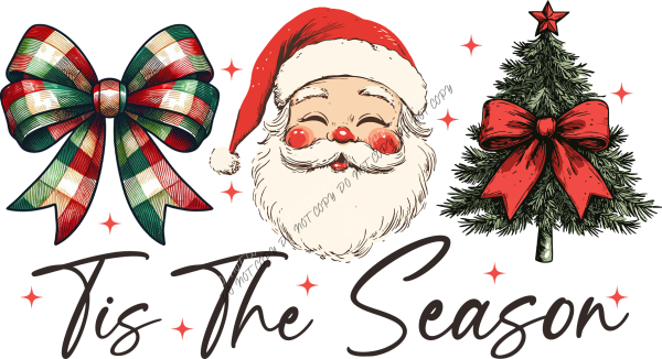 Tis The Season Plaid Coquette Bow Christmas DTF Transfer RTP DTF Transfers
