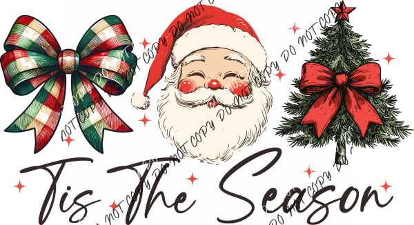 Tis The Season Plaid Coquette Bow Christmas DTF Transfer RTP DTF Transfers