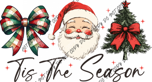 Tis The Season Plaid Coquette Bow Christmas DTF Transfer RTP DTF Transfers