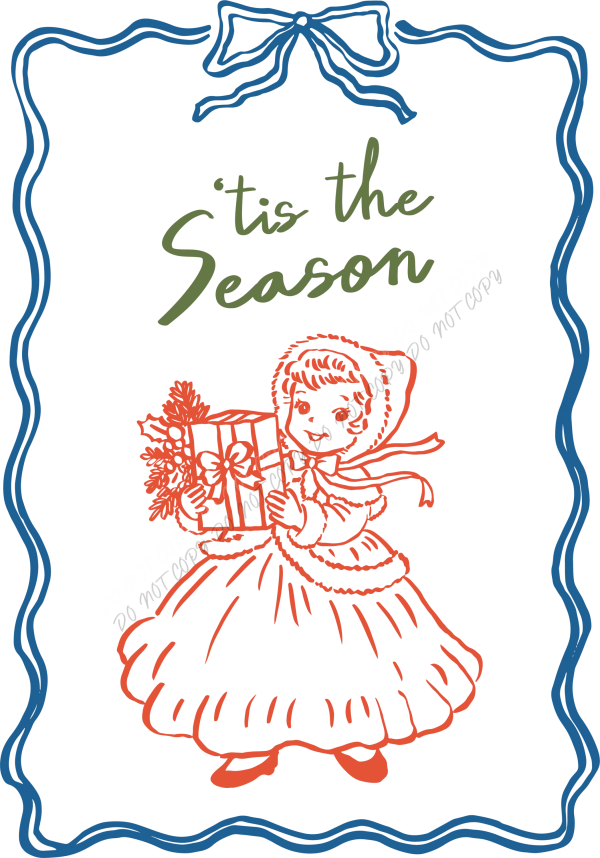 ’Tis the Season Vintage Girl DTF Transfer - RTP DTF Transfer