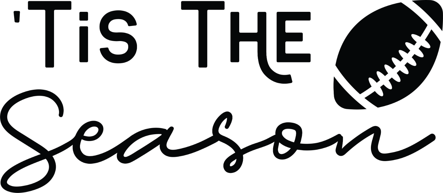 'Tis The Season football design with black football graphic, ready to press dtf transfer