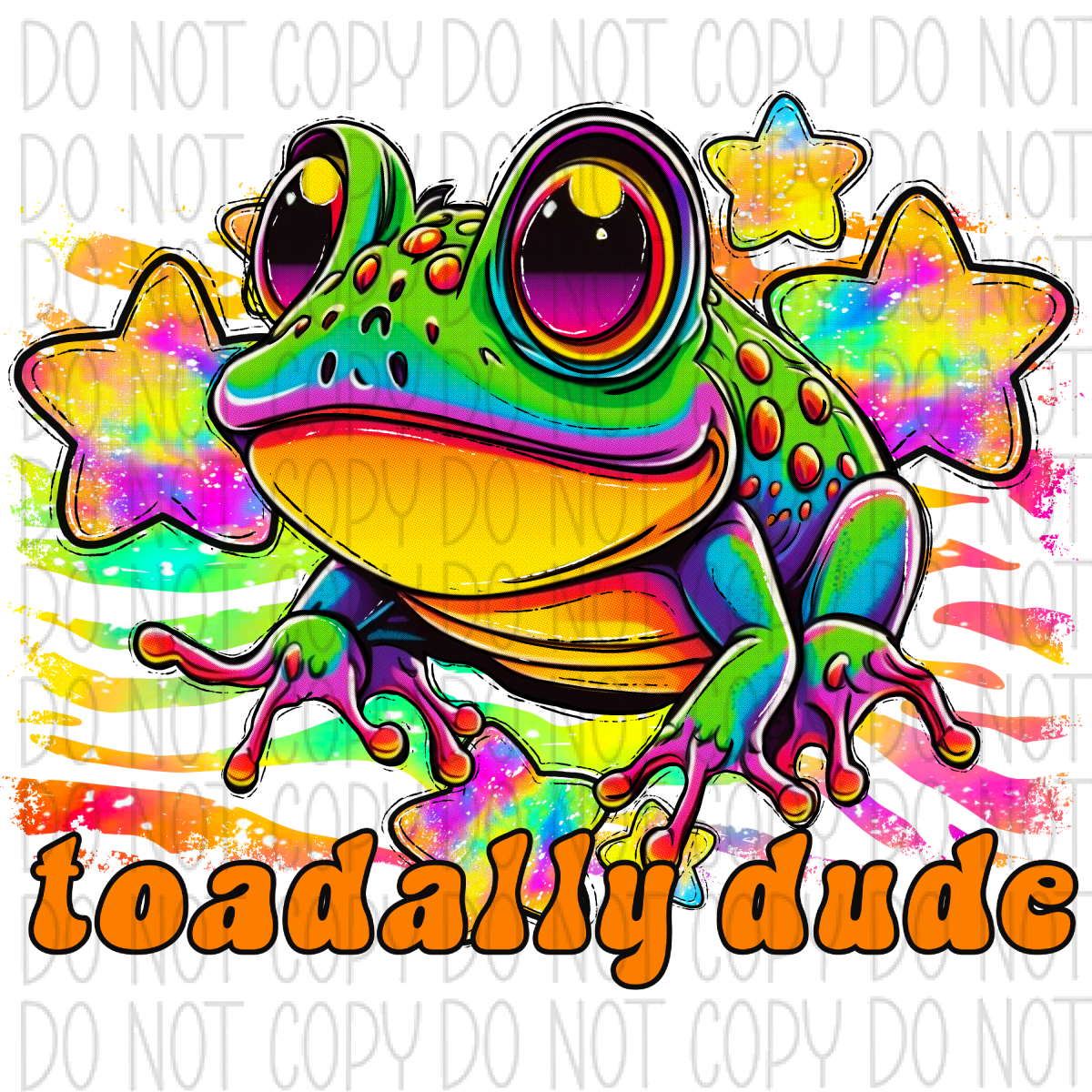 Toadally Dude Frog Rainbow Dtf Transfer
