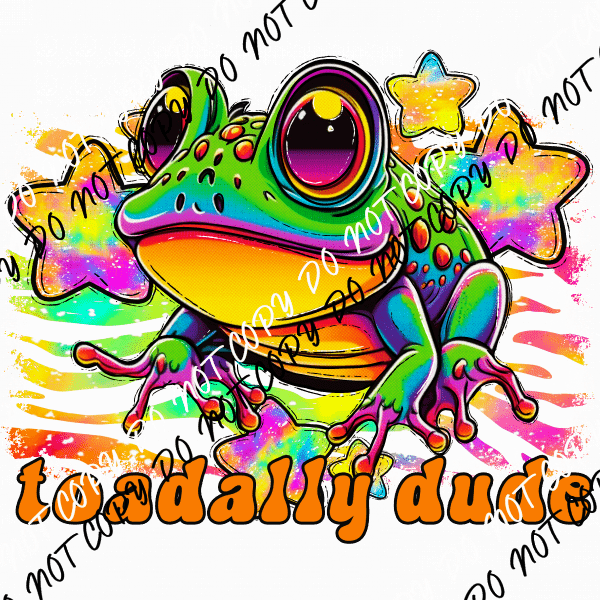 Toadally Dude Frog Rainbow DTF Transfer - We Print U Press DTF Transfers