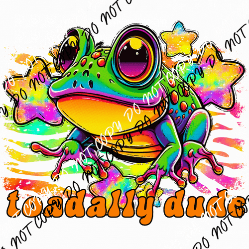 Toadally Dude Frog Rainbow DTF Transfer - We Print U Press DTF Transfers