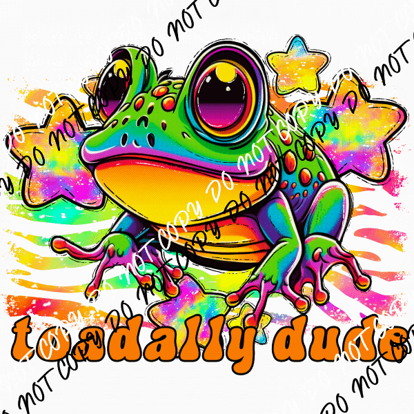 Toadally Dude Frog Rainbow DTF Transfer - We Print U Press DTF Transfers