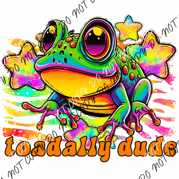 Toadally Dude Frog Rainbow Dtf Transfer