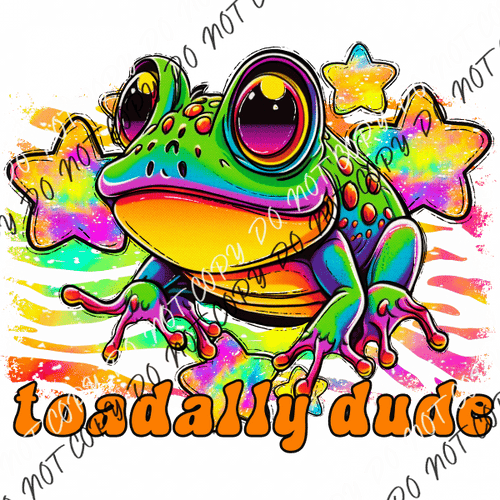 Toadally Dude Frog Rainbow Dtf Transfer