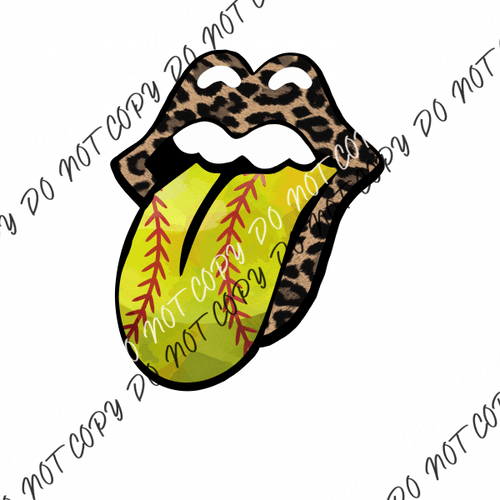 Tongue Softball Leopard Dtf Transfer