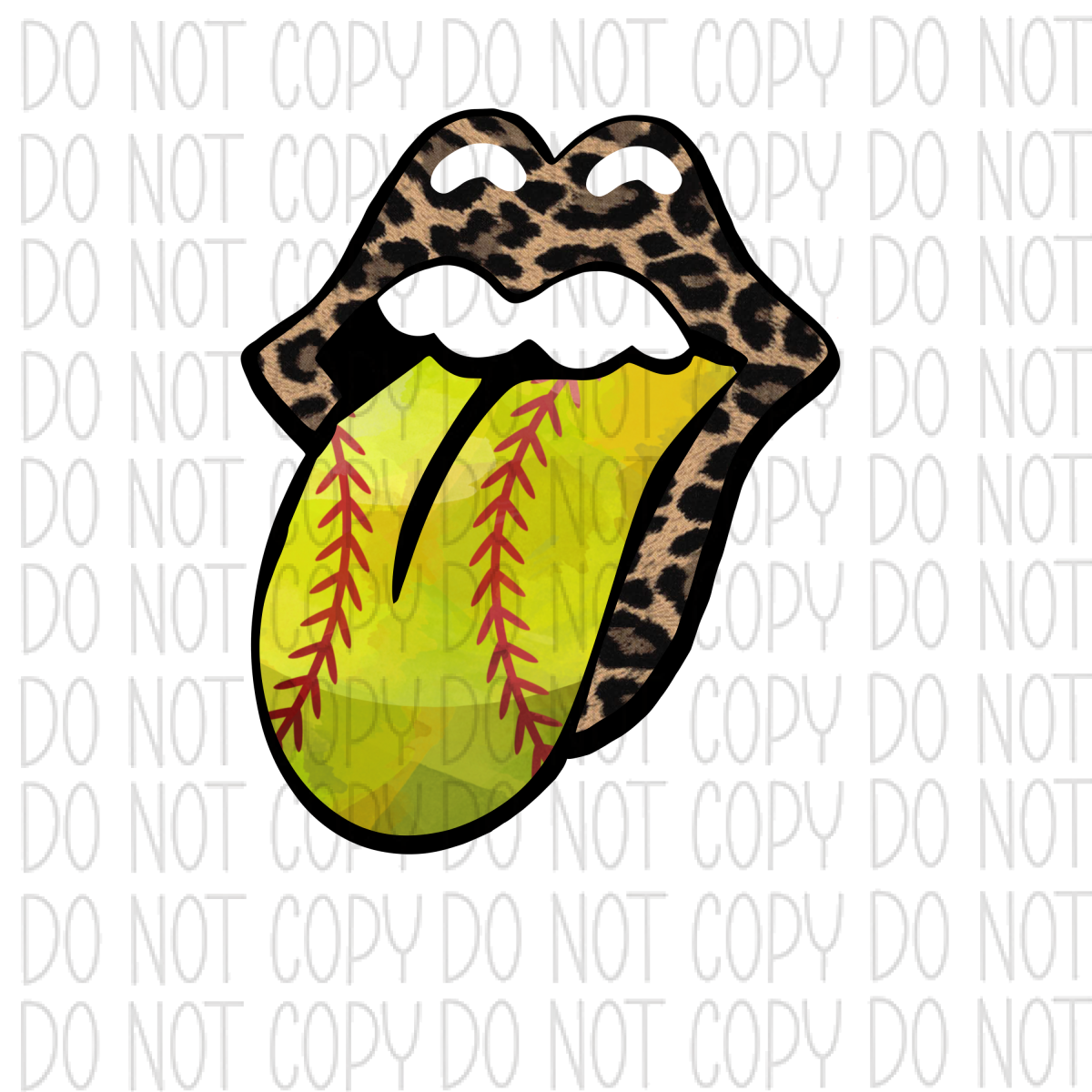 Tongue Softball Leopard Dtf Transfer