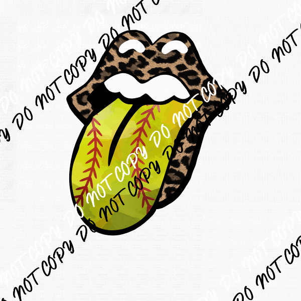 Tongue Softball Leopard DTF Transfer - We Print U Press DTF Transfers