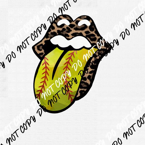 Tongue Softball Leopard DTF Transfer - We Print U Press DTF Transfers