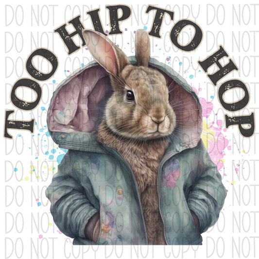 Too Hip To Hop Bunny In Jacket Dtf Transfer Rtp Transfers