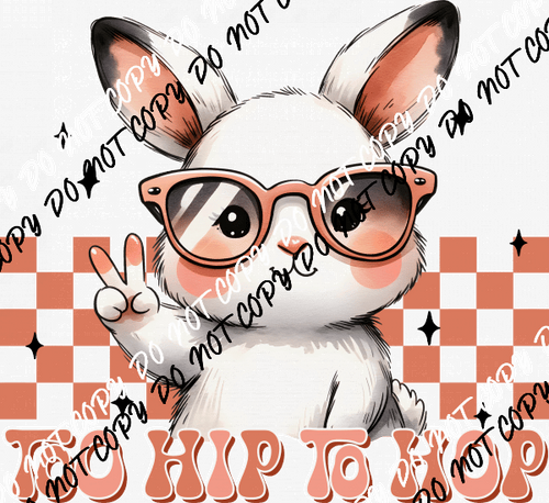 Too Hip to Hop Peace Bunny DTF Transfer - We Print U Press DTF Transfers