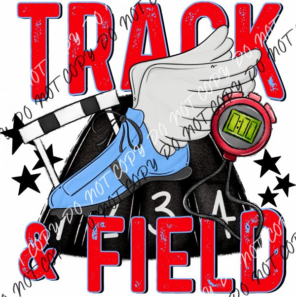 Track & Field Dtf Transfer (See Color Options) Large Toddler 7” / Blue Shoe - Red Letters Rtp