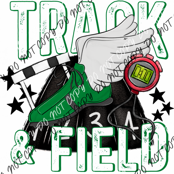 Track & Field Dtf Transfer (See Color Options) Large Toddler 7” / Green Shoe - White Letters Rtp