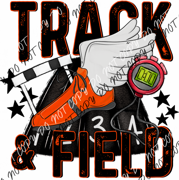 Track & Field Dtf Transfer (See Color Options) Large Toddler 7” / Orange Shoe Black Letters Rtp